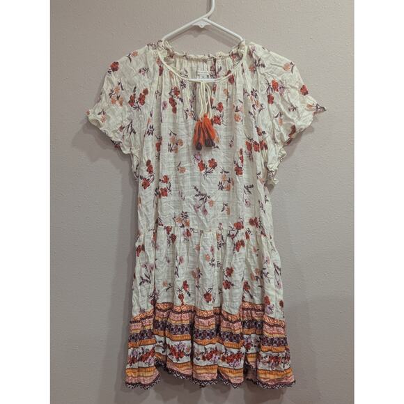 Flirty cream mini dress w/ autumnal color.scheme by Cato. size Medium - Picture 1 of 9